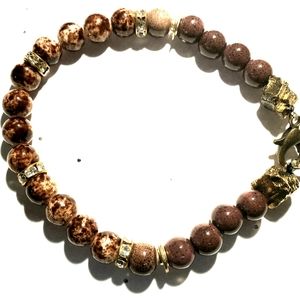 6mm stretch glass  swarovsky crystal with pyrite